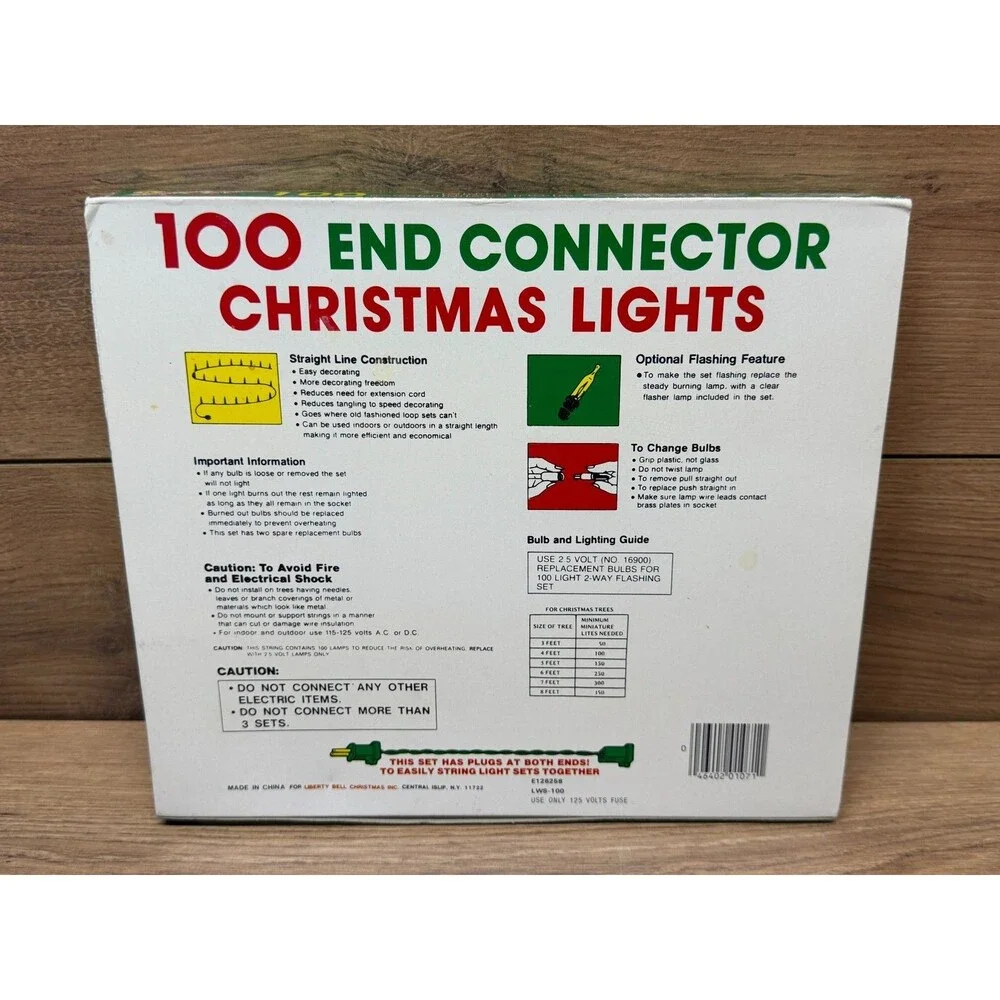 Vintage Liberty Bell 100 Bright Clear Christmas Lights Indoor/Outdoor New in Box